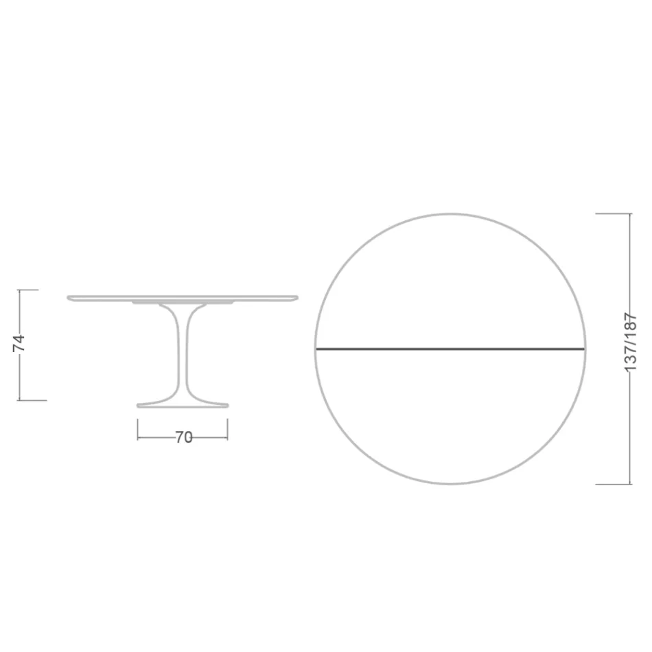 Saarinen Tulip Stół H 74 Rozkładany w Czarnym Płynnym Laminacie Made in Italy - Scarlet Viadurini