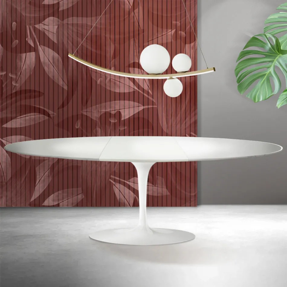 Stół Saarinen Tulip H 74 cm rozkładany w kolorze białym Florim Ceramic - Scarlet Viadurini