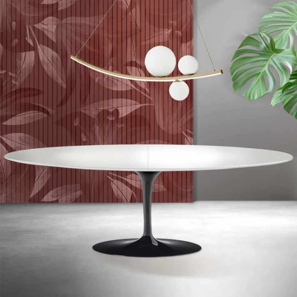 Stół Saarinen Tulip H 74 cm rozkładany w kolorze białym Florim Ceramic - Scarlet Viadurini