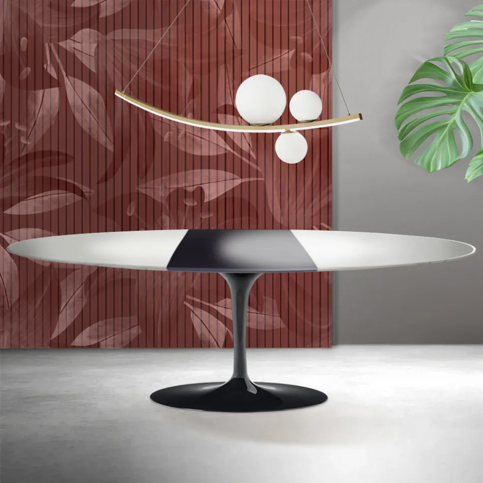 Stół Saarinen Tulip H 74 cm rozkładany w kolorze białym Florim Ceramic - Scarlet Viadurini