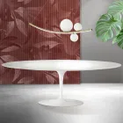 Stół Saarinen Tulip H 74 cm rozkładany w kolorze białym Florim Ceramic - Scarlet Viadurini