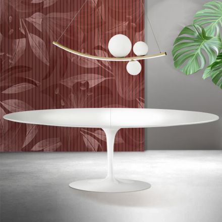 Stół Saarinen Tulip H 74 cm rozkładany w kolorze białym Florim Ceramic - Scarlet Viadurini