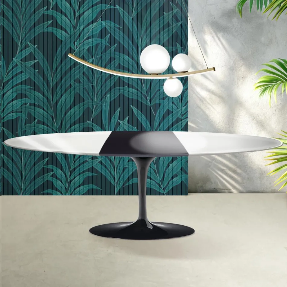 Stół Saarinen Tulip H 74 cm rozkładany w kolorze Florim Ceramic Gloss White - Scarlet Viadurini