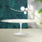 Stół Saarinen Tulip H 74 cm rozkładany z ceramiki Florim Calacatta Gold Gloss w kolorze szkarłatnym Viadurini