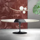Stół Saarinen Tulip H 74 cm rozkładany w kolorze Florim Calacatta Gold Matt Ceramic - Scarlet Viadurini