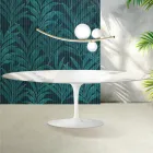 Stół Saarinen Tulip H 74 cm rozkładany z błyszczącej ceramiki Florim Statuario w kolorze szkarłatnym Viadurini