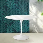 Stolik Saarinen Tulip H 74 cm w połyskującej białej ceramice Florim - Scarlet Viadurini