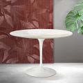 Stolik Saarinen Tulip H 74 cm z ceramiki Florim Calacatta Gold Matt - Scarlet