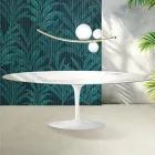Stół Tulip Saarinen wys. 74 cm z ceramiki Florim Statuario Lucido - Scarlet Viadurini