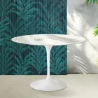 Stół Tulip Saarinen H 74 cm z ceramiki Florim Statuario Lucido - Scarlet Viadurini