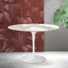 Stół Saarinen Tulip H 74 cm z matowej ceramiki Florim Statuario - Scarlet Viadurini