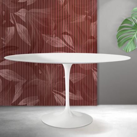 Stolik Tulip Saarinen H 74 cm okrągły z białej ceramiki Florim - Scarlet Viadurini
