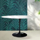 Stolik Saarinen Tulip H 74 cm okrągły z ceramiki Florim w kolorze białym błyszczącym - szkarłatny Viadurini