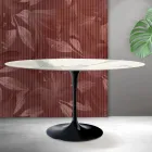 Stolik Saarinen Tulip H 74 cm okrągły z matowej ceramiki Florim Statuario w kolorze szkarłatnym Viadurini
