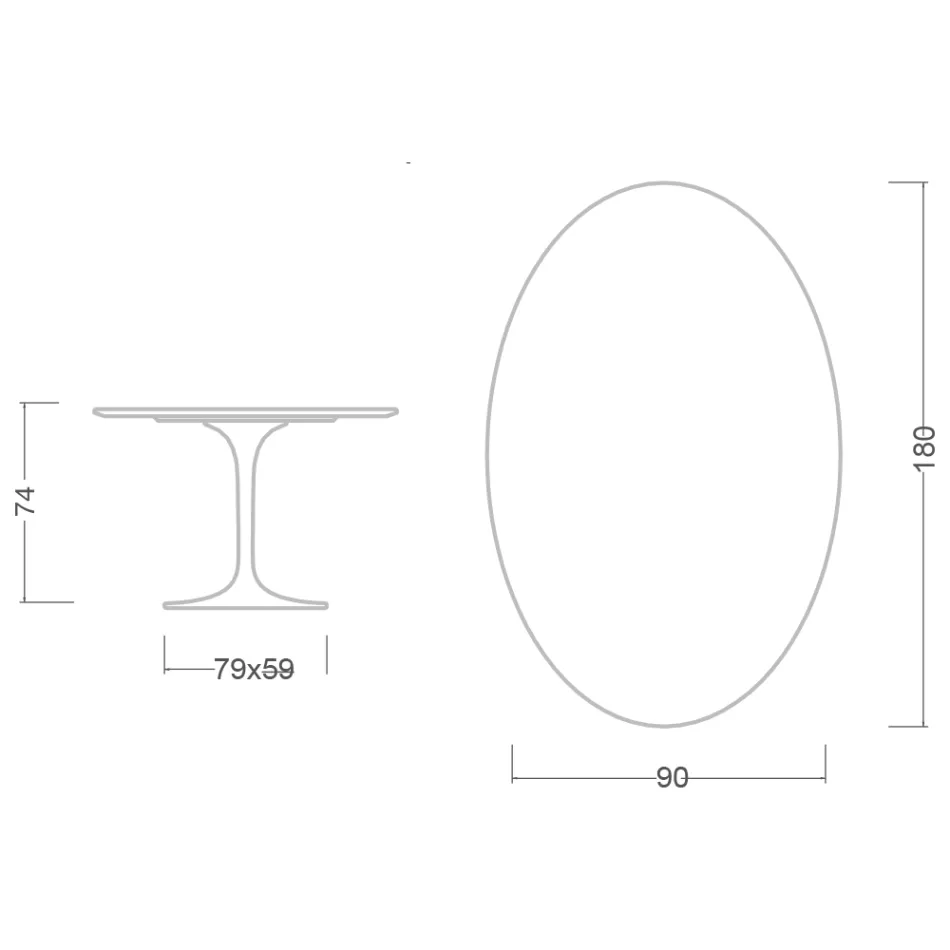 Stolik Tulip Saarinen H 74 owalny z marmuru karraryjskiego Statuarietto Made in Italy - Scarlet Viadurini