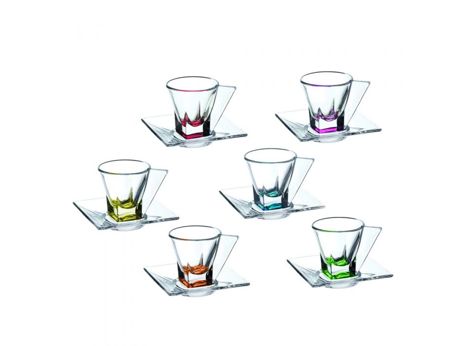 Przezroczyste lub kolorowe kryształowe ekologiczne filiżanki do kawy 12 sztuk - amalgamat Viadurini