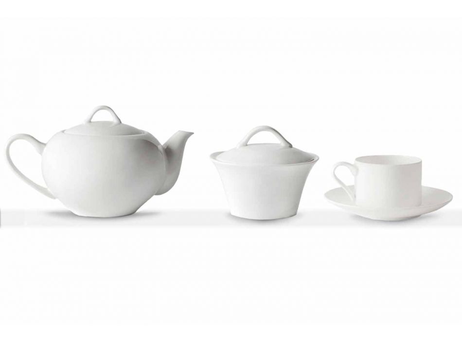 Filiżanki do herbaty do układania w stosy Serwis śniadaniowy 14 sztuk w porcelanie - Romilda Viadurini