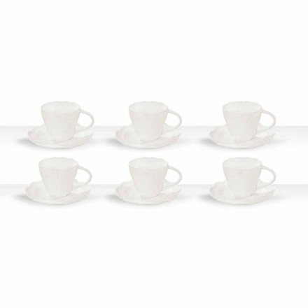 Filiżanki do herbaty w białej porcelanie zdobione 6 sztuk Shabby Design - Rafiki Viadurini