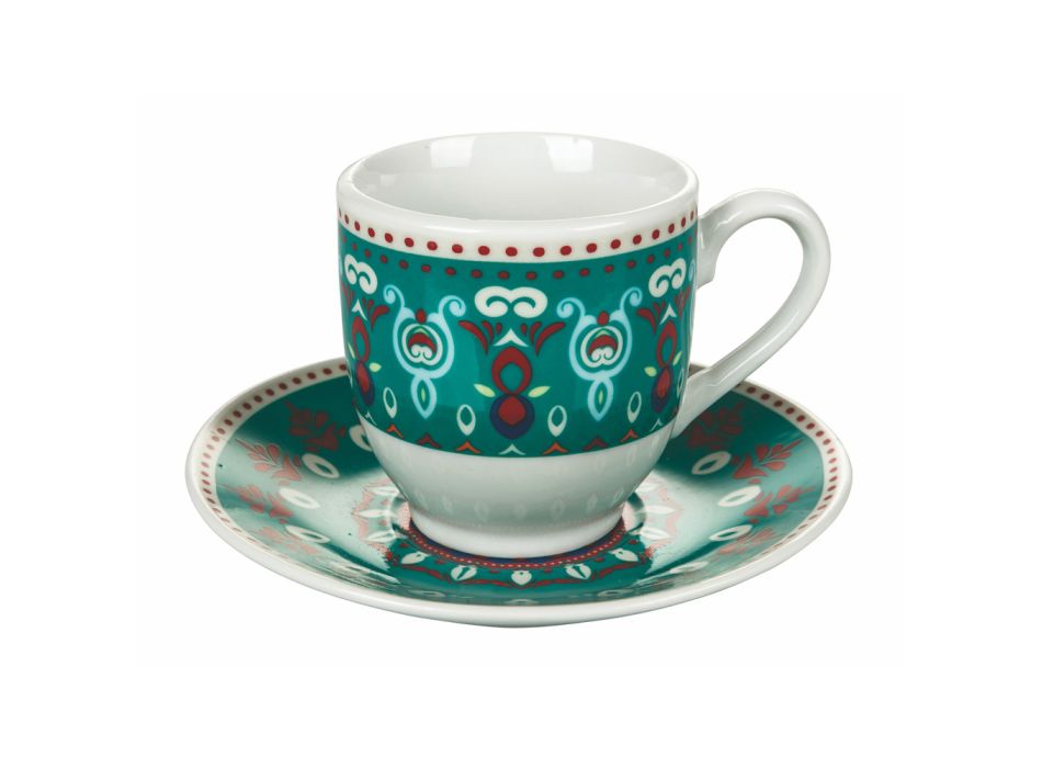 Filiżanki do kawy ze spodkiem w różnej kolorowej porcelanie 12 Szt - Persia Viadurini