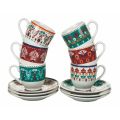 Filiżanki do kawy ze spodkiem w różnej kolorowej porcelanie 12 Szt - Persia