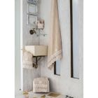 Włoski luksusowy ręcznik kąpielowy frotte z bawełny z koronką z frędzlami - Arafico Viadurini