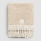 Bawełniany ręcznik kąpielowy frotte z włoską luksusową koronką z frędzlami - Arafico Viadurini