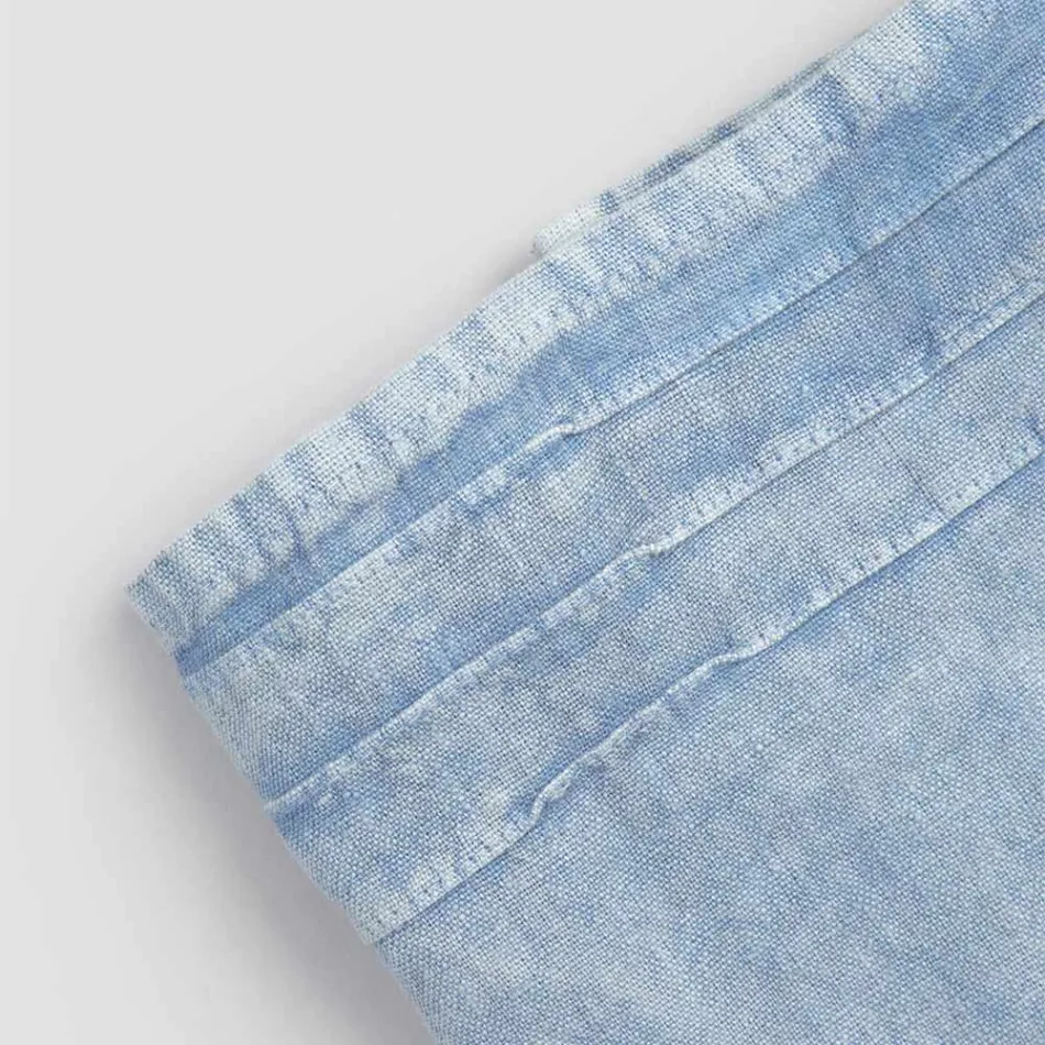 Włoski, luksusowy, jasnoniebieski, ciężki lniany ręcznik kąpielowy - Jojoba Viadurini