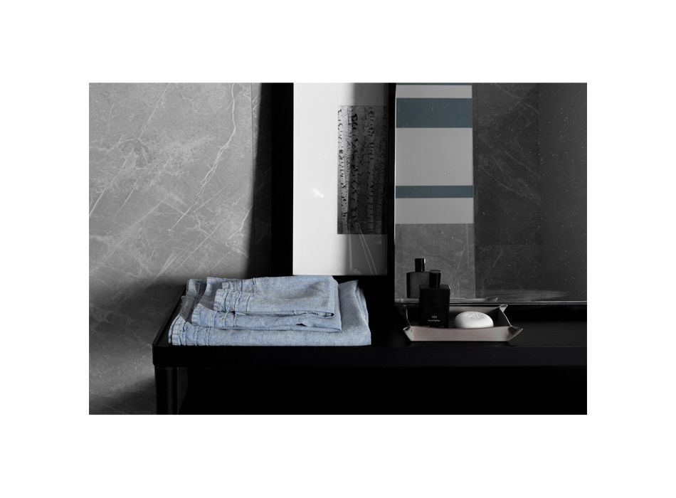 Włoski, luksusowy, jasnoniebieski, ciężki lniany ręcznik kąpielowy - Jojoba Viadurini