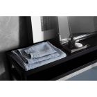 Włoski, luksusowy, jasnoniebieski, ciężki lniany ręcznik kąpielowy - Jojoba Viadurini
