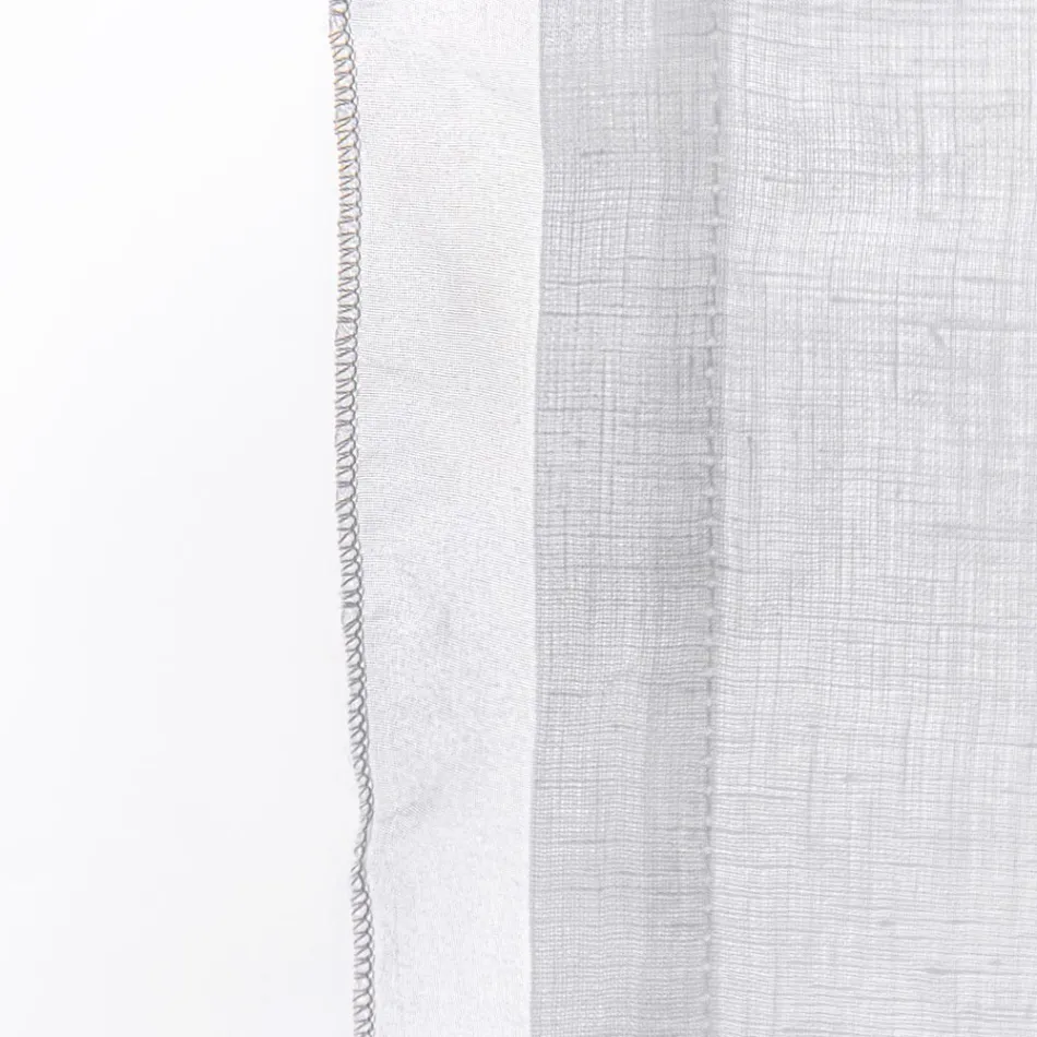 Szklana zasłona z lnianą gazą i białą organzą Elegancki design - Tapioka Viadurini