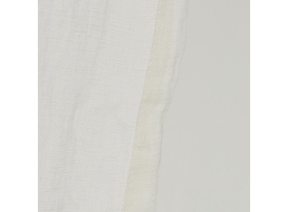 Lekka lniana biała zasłona z włoskimi luksusowymi guzikami - Geogeo
