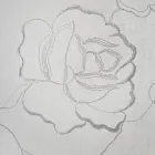 Biała zasłona z lnianej gazy i organzy z eleganckim haftem w kształcie róży - Mariarosa Viadurini