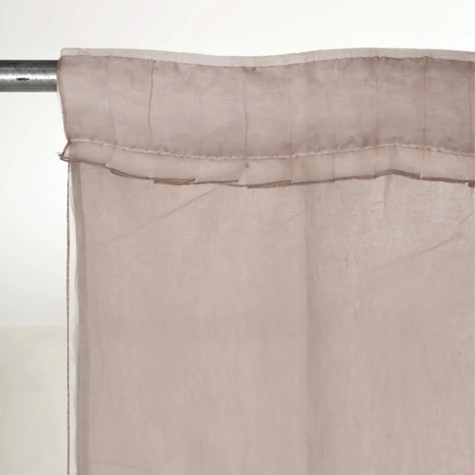 Lekka lniana zasłona z organzą i gotyckim haftem w Centrum Luksusu - Marinella Viadurini