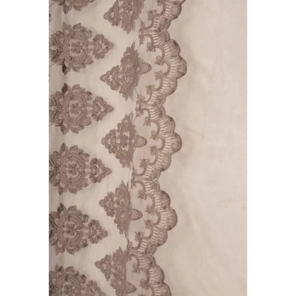 Lekka lniana zasłona z organzą i gotyckim haftem w Centrum Luksusu - Marinella Viadurini