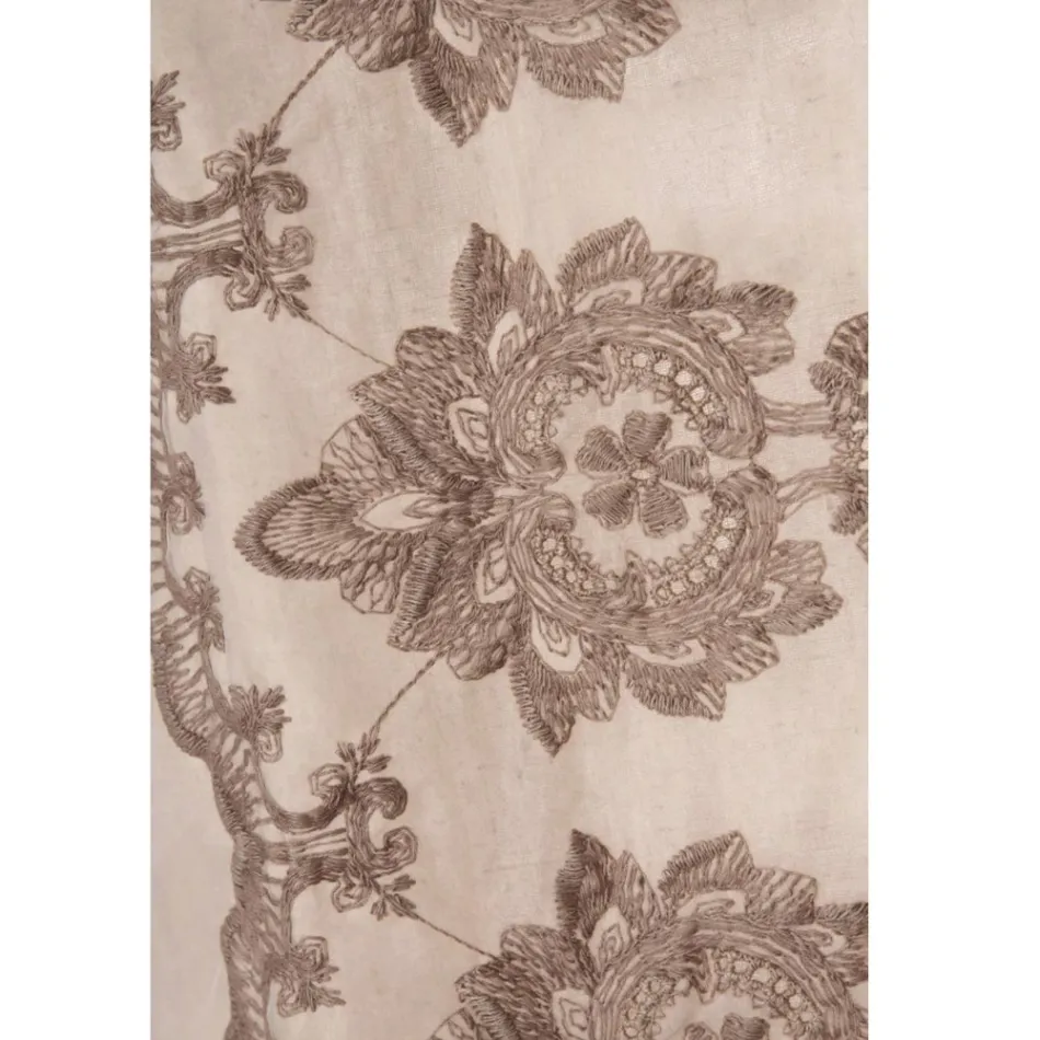 Lekka lniana zasłona z organzą i gotyckim haftem w Centrum Luksusu - Marinella Viadurini