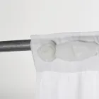 Biała lniana zasłona z haftem z organzy i odrapanym wzorem Made in Italy - Marpessa Viadurini