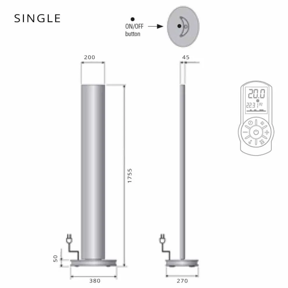 Elektryczny grzejnik podłogowy z pojedynczą lub podwójną diodą o mocy 500 W - Stilus Viadurini