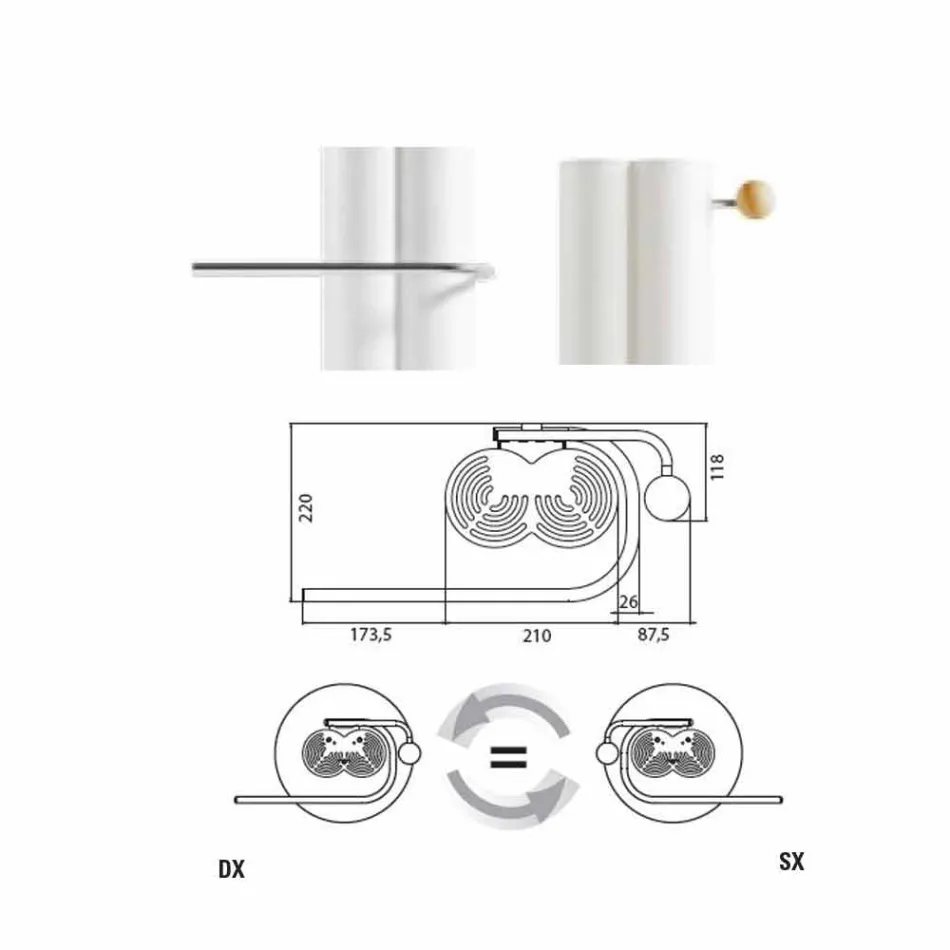 Pionowy grzejnik łazienkowy elektryczny podłogowy 450 Watt - Ottolungo Viadurini