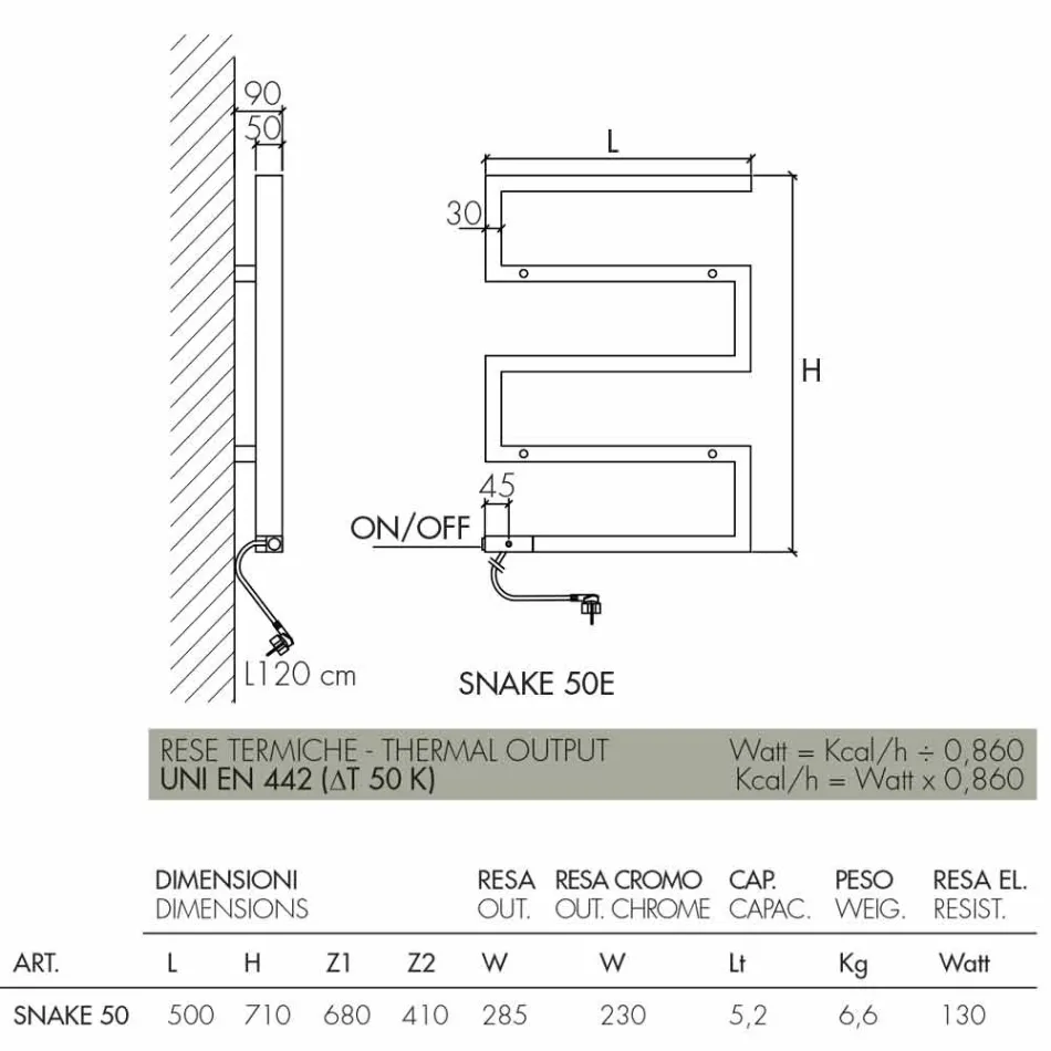 Grzejnik dekoracyjny elektryczny chromowany Snake by Scirocco H Viadurini