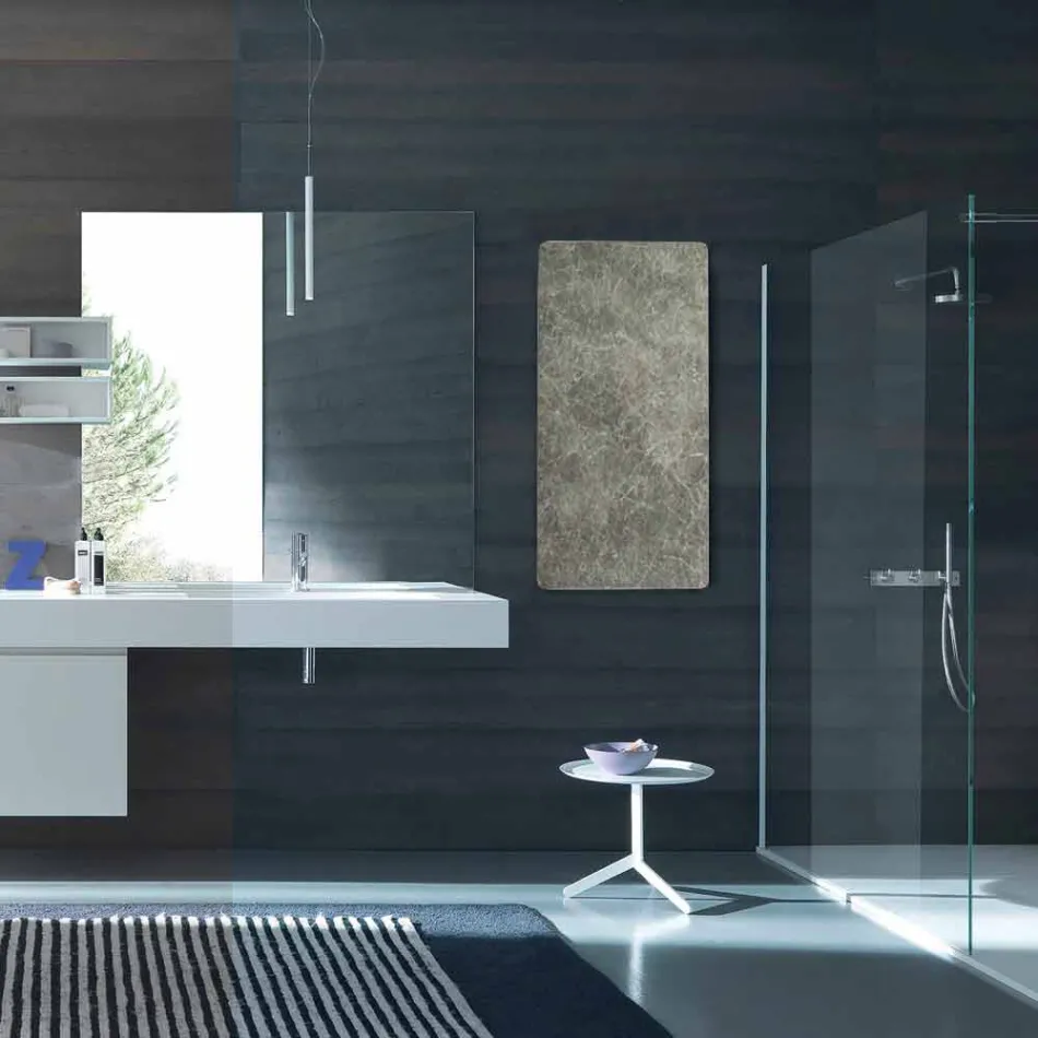 Elektryczny grzejnik ze szkła hartowanego z kamiennym wykończeniem Jonny Viadurini