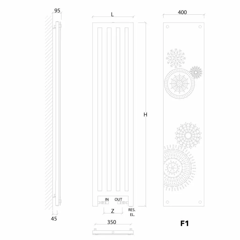 pionowy grzejnik elektryczny z obudową projektowania nowej sukience Scirocco H Viadurini