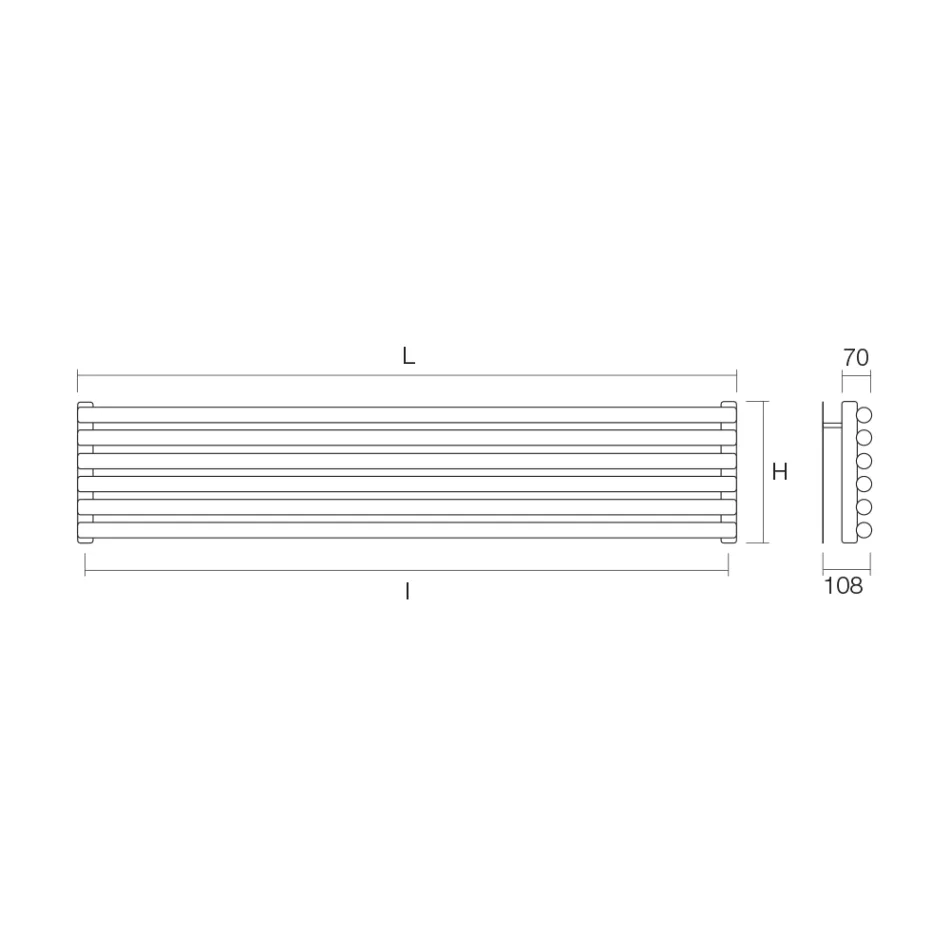 Grzejnik hydrauliczny z kolektorami pionowymi i rurami poziomymi - Złożony Viadurini