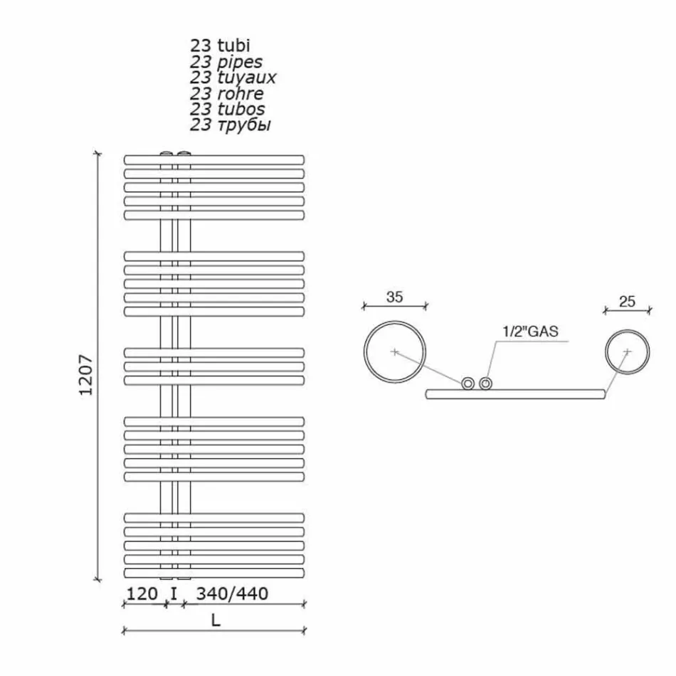 Nowoczesny, ścienny podgrzewacz do ręczników do 690 W - Peacock Viadurini