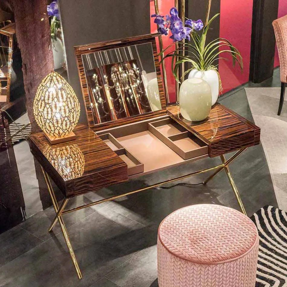 Nowoczesna toaletka z otwieranym blatem z polerowanego drewna hebanowego Ada 3 Viadurini