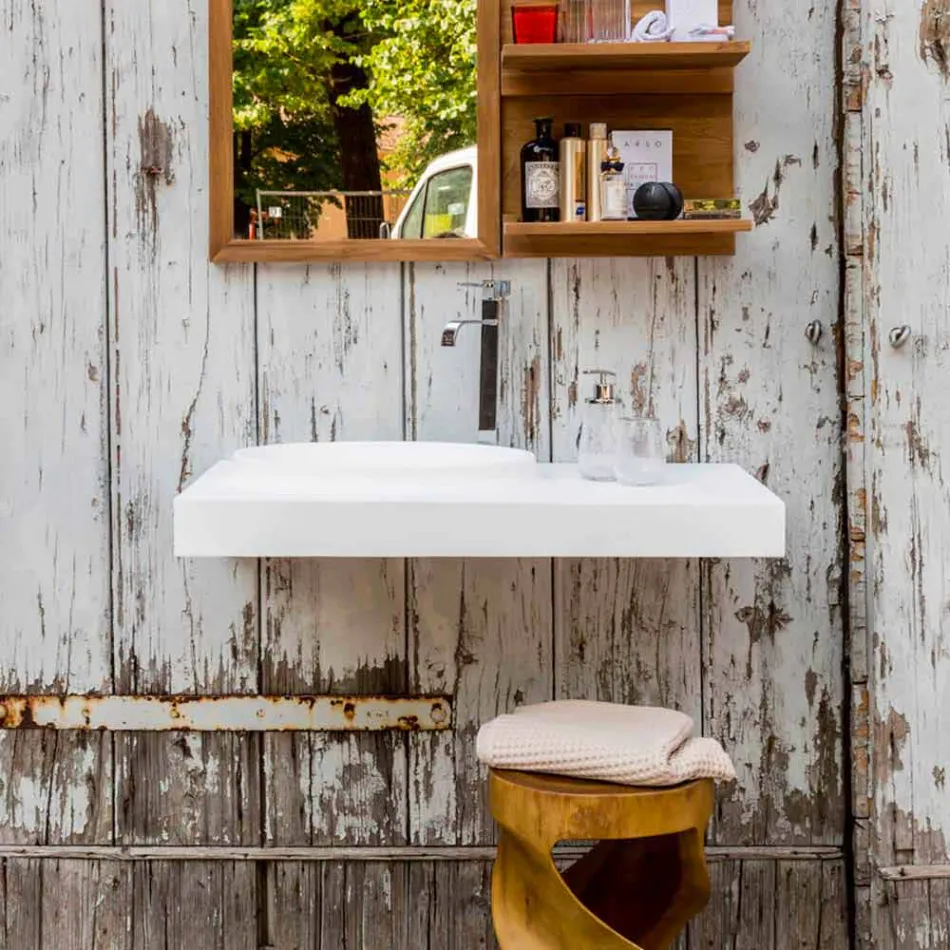 Podwieszany top z litej powierzchni ze zintegrowaną umywalką Arona Viadurini