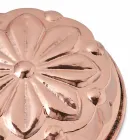 Okrągła, ręcznie cynowana, miedziana patelnia do ciasta z dekoracją kwiatową 28 cm - Gianmattia Viadurini