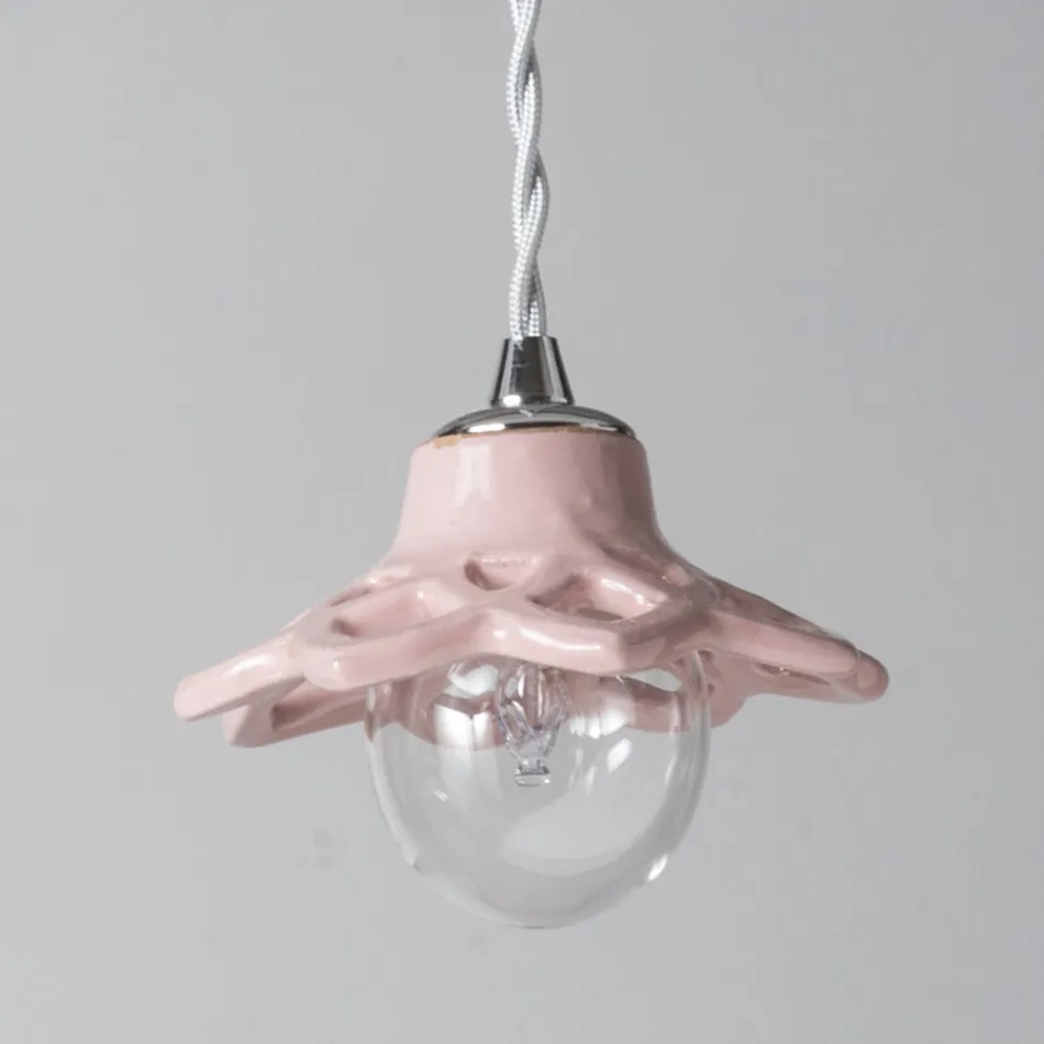 Lampa wisząca z terakoty Toscot Apuane bez rozety Wyprodukowano w Toskanii Viadurini