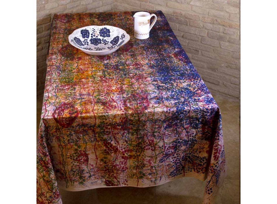 Ręcznie wykonany bawełniany obrus Ręcznie wykonany jednoczęściowy nadruk - marki Viadurini