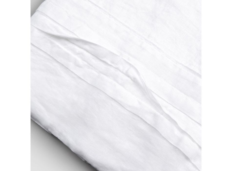 Biały lniany obrus z włoskim luksusowym plisowanym motywem - Tippel Viadurini