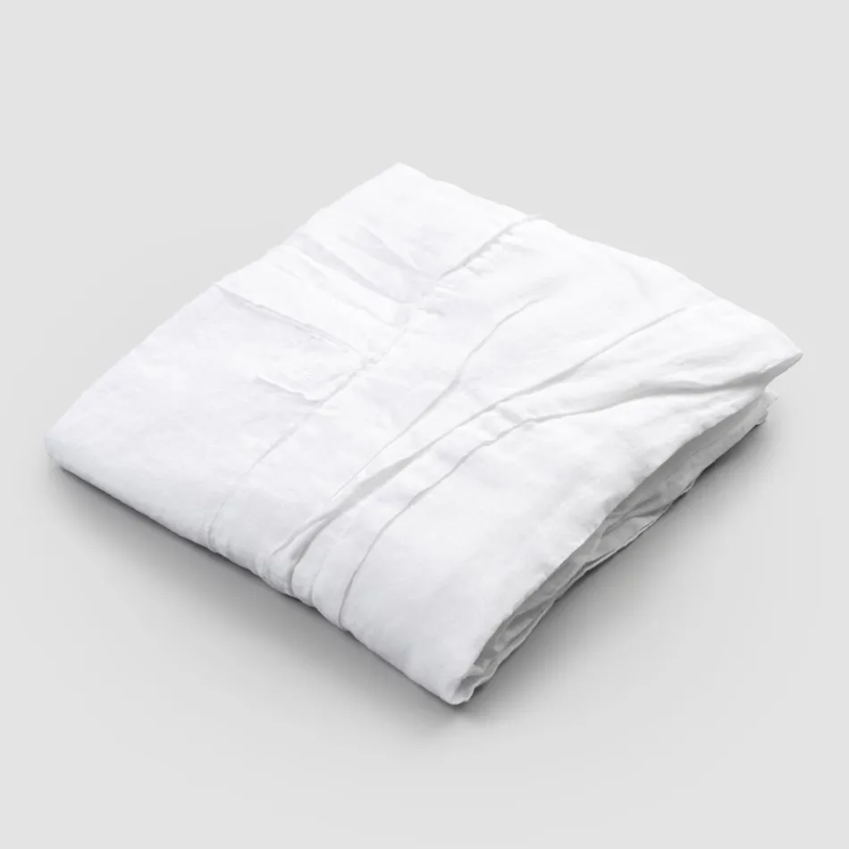 Biały lniany obrus z włoską luksusową plisowaną obwódką - Tippel Viadurini